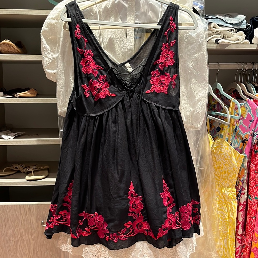 Free People Embroidered Mini Dress